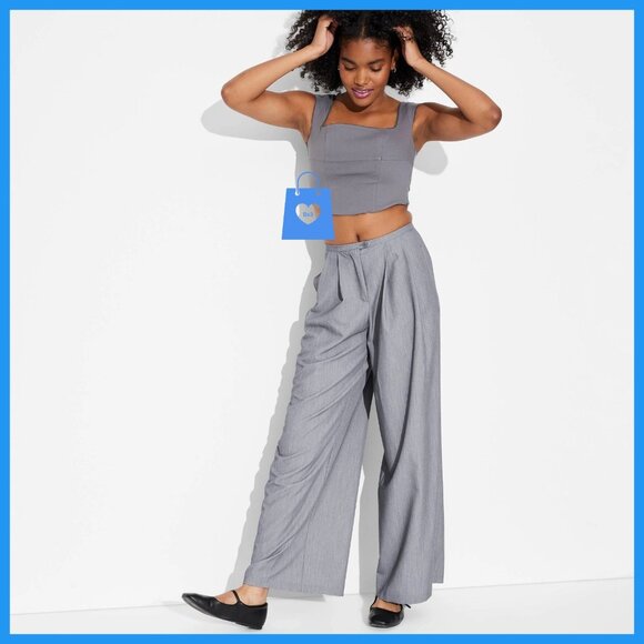 XS - Womens Low-Rise Wide Leg Trousers - Wild Fable - Gray - Picture 2 of 6